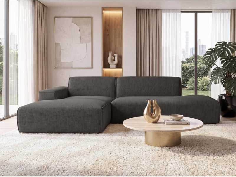 Canapé d'angle moderne didim duo, 288 cm, couleur rose, revętement en chenille g Didim Duo - Conforama C