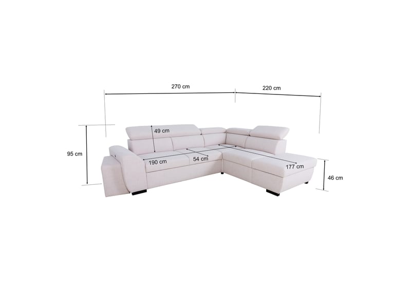 Canapé d'angle beige convertible 4 place OLYMPE - Conforama H