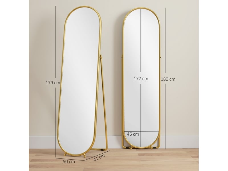  Miroir sur pied ovale 50 x 180 cm doré homvra  - Conforama C