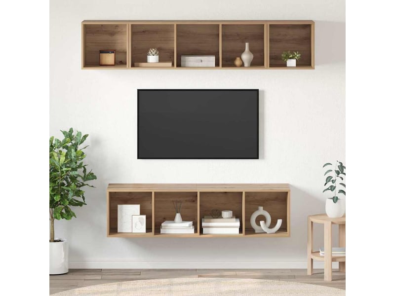  Ensemble meuble tv - banc tv - meuble de rangement 4 pcs chêne artisanal bois d'ingénierie  - Conforama B