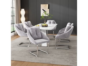 Lot de 6 chaises de salle à manger pivotante avec coussins et pieds arqués, pour cuisine, salon, salle à manger, velours, gris