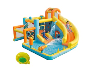 Château Gonflable Enfant 3-10 Ans – Toboggan, Trampoline, Piscine & Panier Basket (327x392x270 Cm)