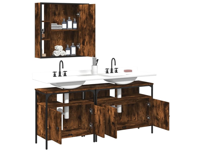  Ensemble d'armoires de salle de bain 3 pcs chêne fumé shl1376  - Conforama D