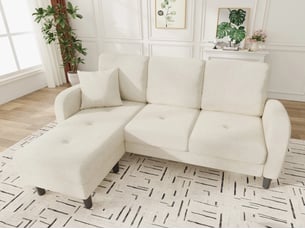 Canapé d'angle droit fixe <strong>LEYTN</strong> <strong></strong> 3 places Tissu beige