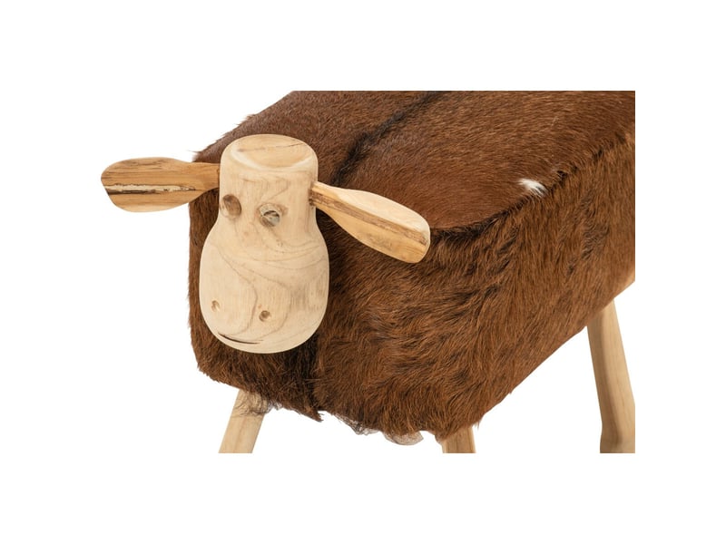  Tabouret mouton en cuir sacha 68cm marron  - Conforama C