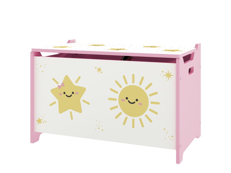  Coffre de rangement pour jouets et vêtements d'enfants avec couvercle, 60 x 37 x 39 cm, rose  - Conforama B