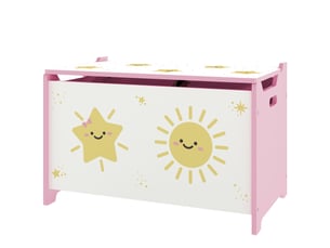 Coffre de rangement pour jouets et vêtements d'enfants avec couvercle, 60 x 37 x 39 cm, rose