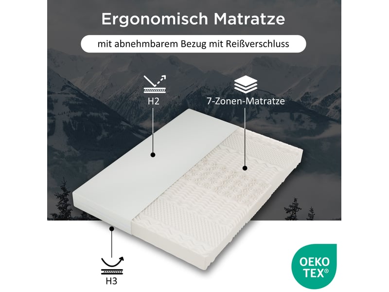  Matelas en mousse froide 160x200 cm 7 zones réversible h2h3 blanc  - Conforama B