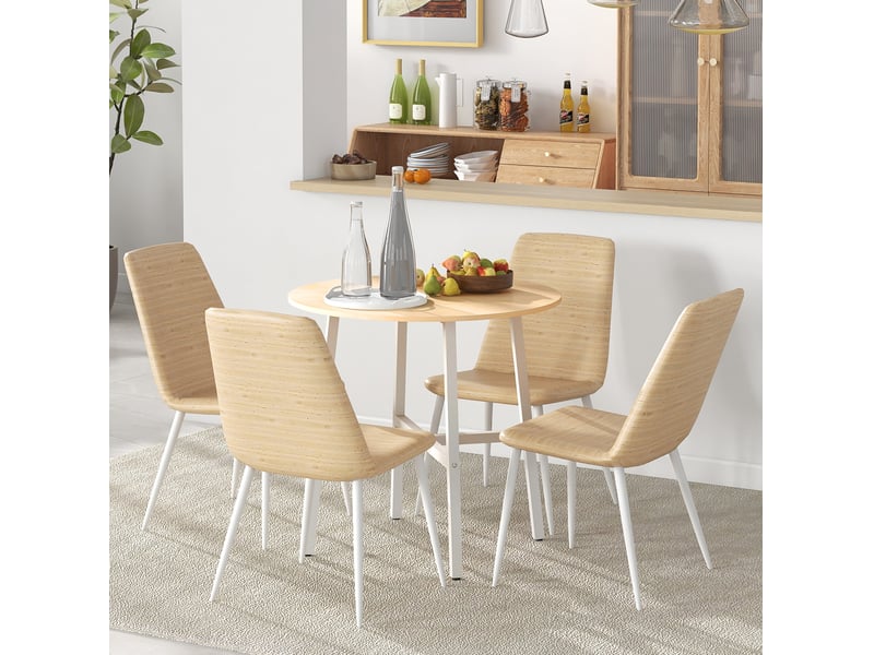  Table à manger ronde 4 personnes ø80 x h76 cm, plateau en contreplaqué, bois clair  - Conforama D