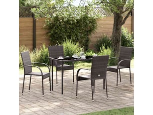 Lot de 4 chaises empilables d'extérieur résine tressée marron
