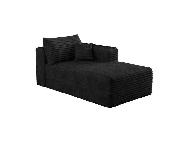 Fauteuil lit 1 place noir, chauffeuse en velours côtelé modulable avec rembourrage en mousse, 151x90x58 cm - Conforama R
