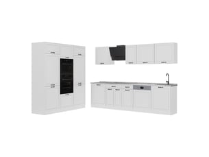 Vicco cuisine, blanc campagneblanc, 180cm plan de travail marbre