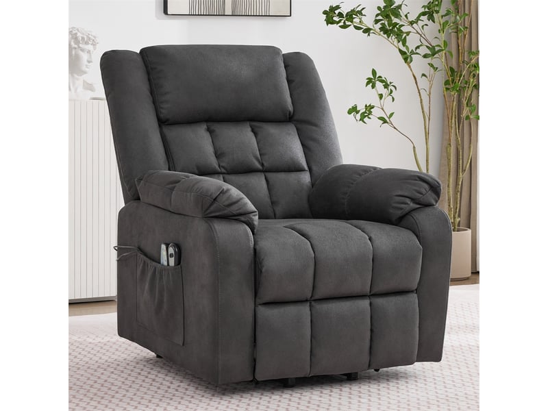  Fauteuil tv relax électrique 103 x 87 x 96 cm - avec fonction aufstehfunktion – massant, chauffant, avec porte-gobelet – tissu fonctionnel - gris  - Conforama B