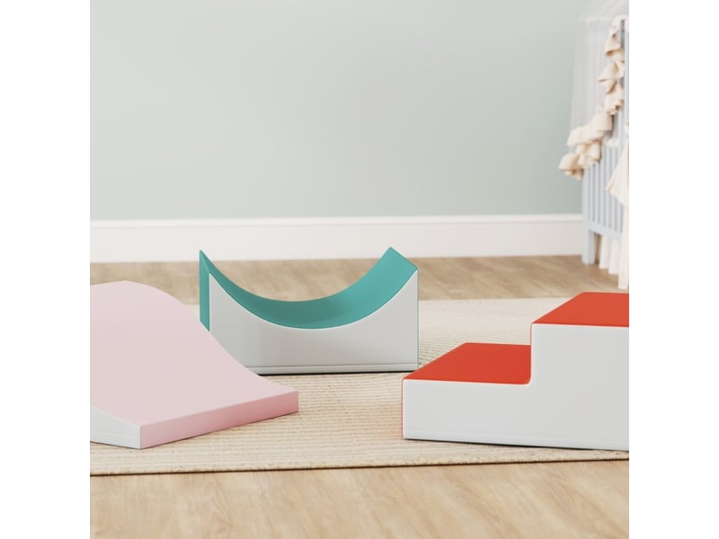  Set de motricité 141 x 45,7 x 20,3 cm gris clair en simili cuir, 3 modules d'escalade et de rampe  - Conforama B