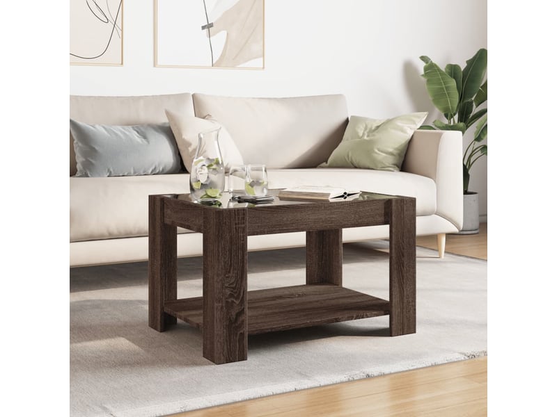 Table basse - table de salon - table à thé avec led chêne marron 73x53x45 cm bois d'ingénierie - Conforama D