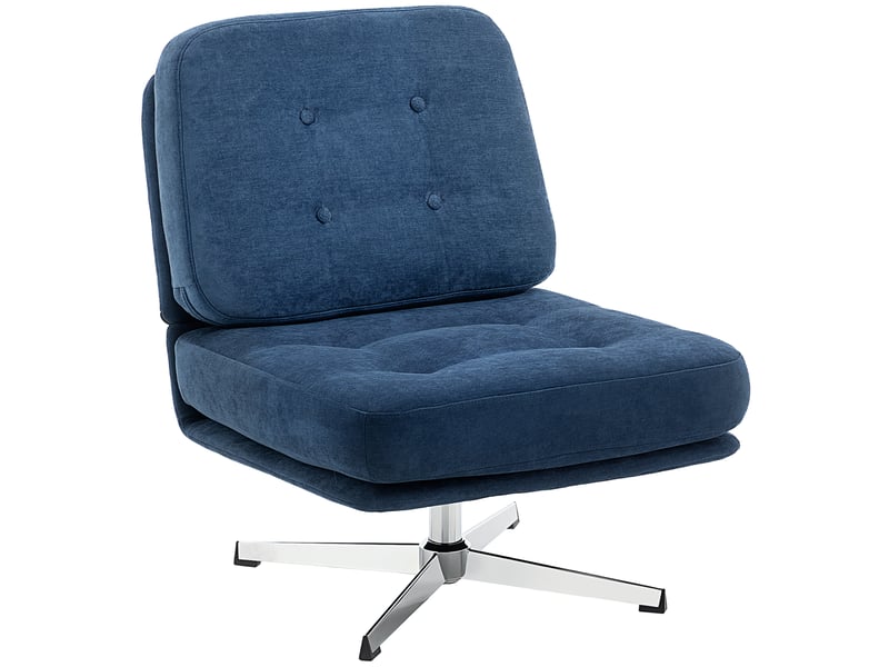  Fauteuil pivotant 360° en chenille et métal bleu foncé 87 x 70 x 84 cm  - Conforama A