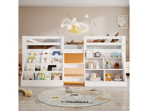 Lit avec rangement 140x200 cm <strong>MODERNLUXE</strong> <strong></strong> coloris blanc