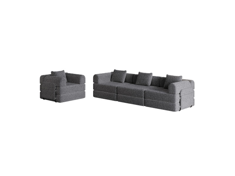  Canapé convertible en chenille 2-en-1 avec rangement, structure métallique, design modulable, gain de place, multifonctionnel  - Conforama E