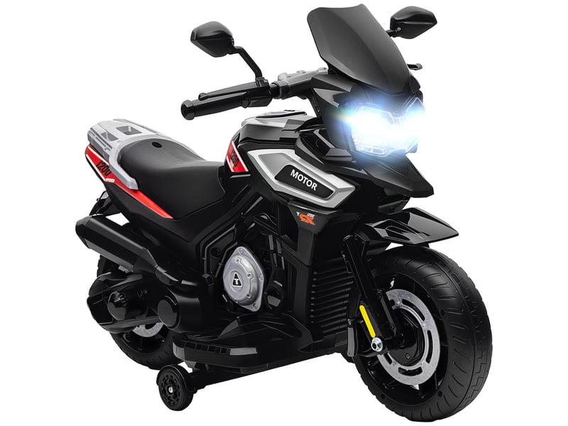  Moto électrique pour enfants de 18 à 36 mois, porteur, stabilisateurs, lumières, musique, plastique, acier, noir  - Conforama A
