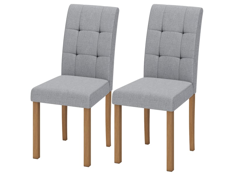  Lot de 2 chaises de salle à manger, chaise de cuisine moderne avec siège rembourré en tissu effet lin, gris clair  - Conforama B