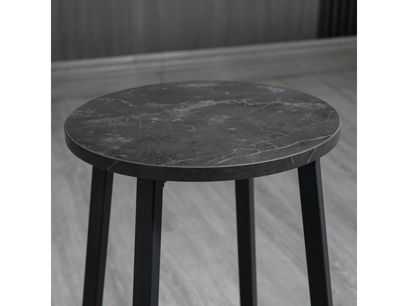  Ensemble table haute avec 2 tabourets, plateau compact et design industriel métal  - Conforama E