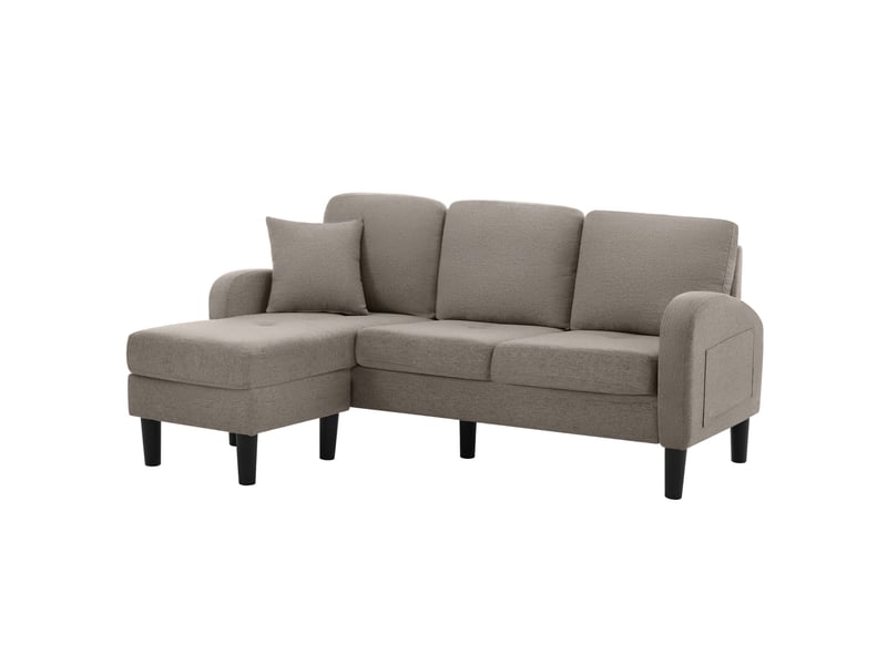 Canapé d'angle modenvie 3 places réversible 166 x 118 x 77 cm coton et lin gris foncé antique - Conforama A