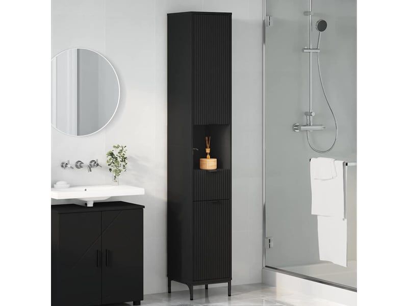  Cabinet de salle de bain, armoire salle de bain noir 31,5 x 33 x 190 cm cf65394  - Conforama D