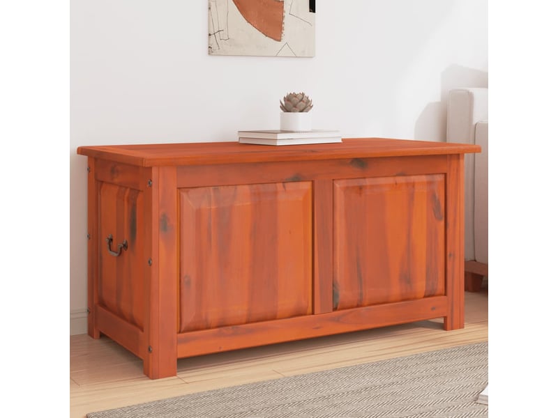 Coffre de rangement avec couvercle marron bois massif d'acacia shl33132 - Conforama B