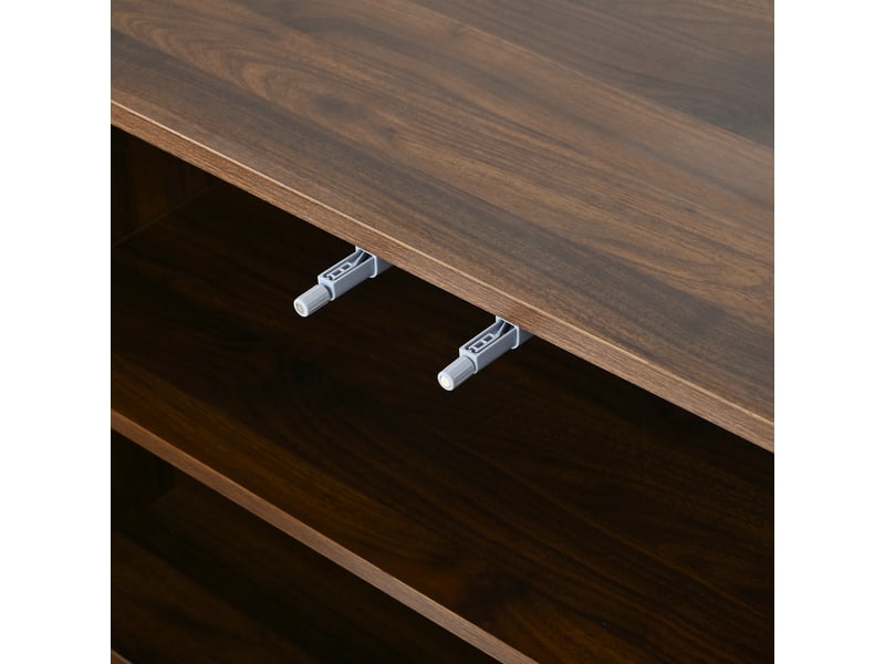 Meuble à chaussures buffet 3 portes 120x37x80 cm mdf noyer mat avec étagères réglables - Conforama D