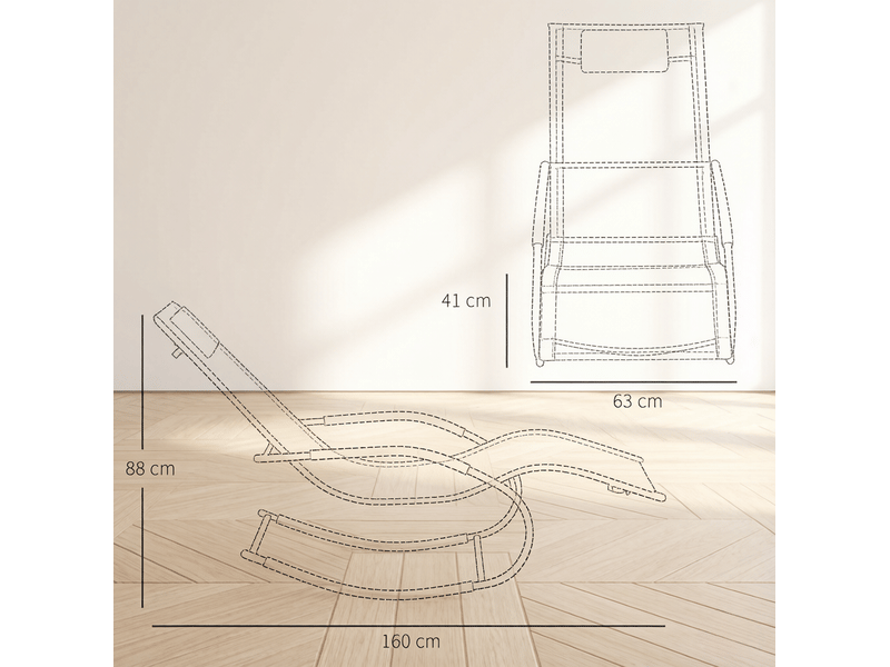 Fauteuil relax à bascule 62x150x84 cm noir, métal galvanisé et textilène, 1 fauteuil intérieur extérieur - Conforama C