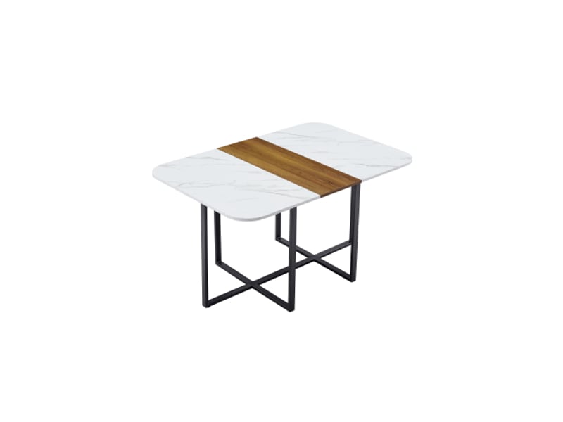  Table à manger 6 places en bois blanc whwd, modèle d-sn-rgt150n-6, design moderne  - Conforama A