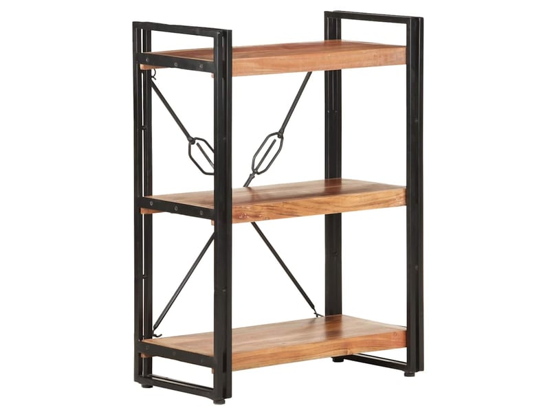 Bibliothèque à 3 niveaux, armoire à livres 60x30x80 cm bois d'acacia massif - Conforama B