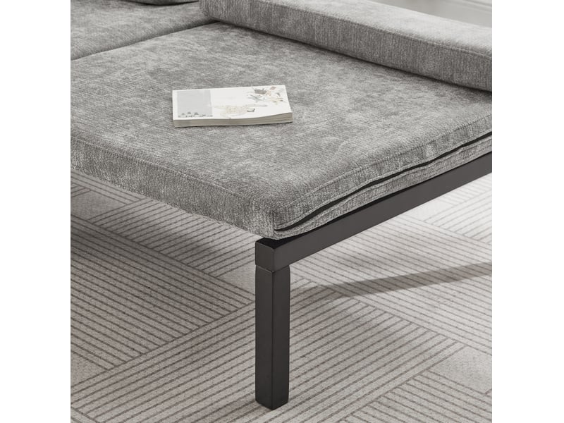  Lit banquette 1 place avec couchage escamotable, gain de place et usage polyvalent, sans matelas, velours gris clair  - Conforama E