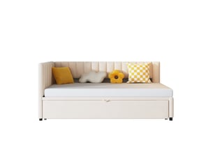 Lit gigogne 90x200 cm OKWISH coloris beige