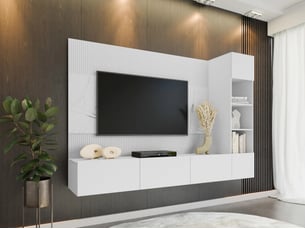 Meuble tv coloris blanc 220 cm <strong></strong>  <strong></strong>