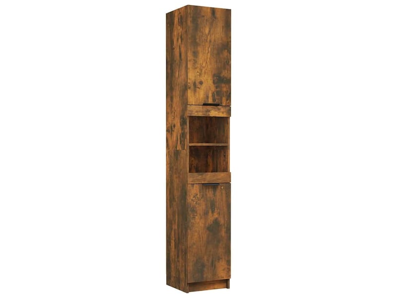  Amoire de salle de bain, meuble de rangement chêne fumé 32x34x188.5 cm bois d'ingénierie  - Conforama A