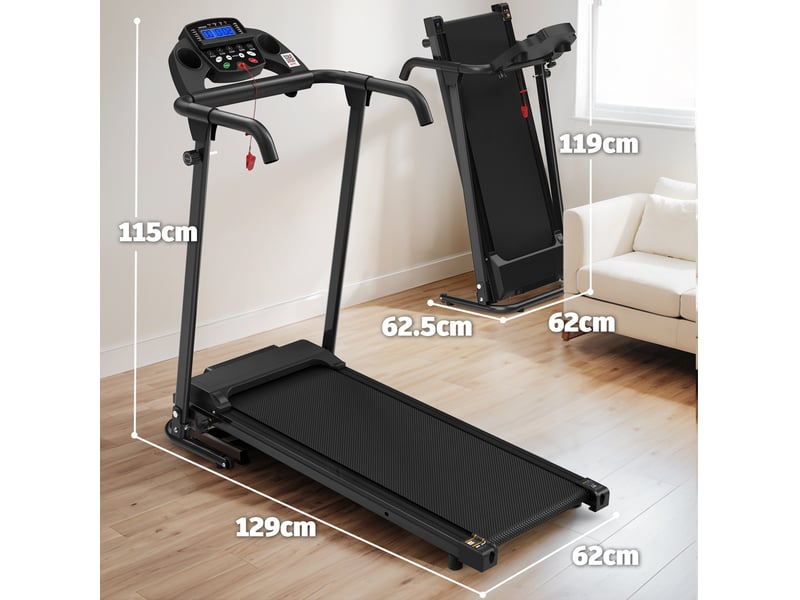  Tapis de course 129x62x115 cm pliable 2-en-1 métal noir  - Conforama D