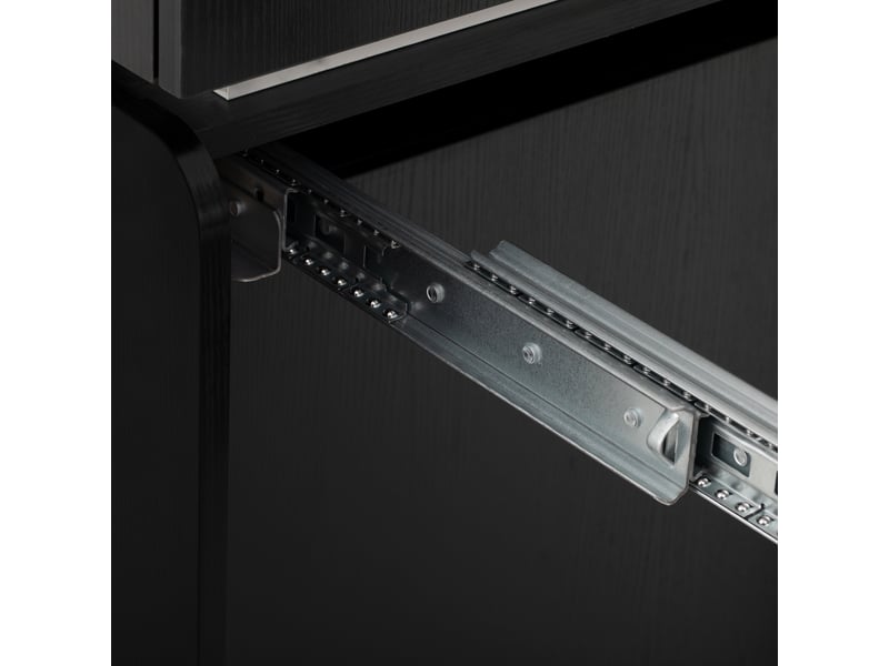  Desserte de cuisine extensible avec 2 tiroirs, led et prises usb en mdf 55-194×80×95,5 cm noire  - Conforama D
