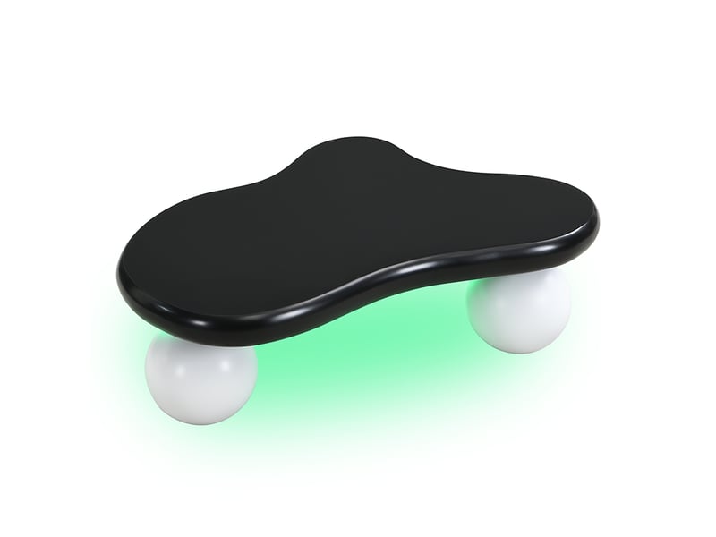  Table basse forme nuage avec led 16 couleurs, table de salon design créatif en mdf, noir et blanc, 95x62.5x32 cm  - Conforama W