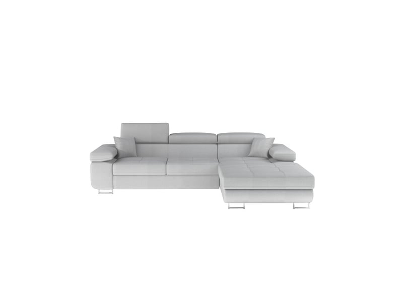 Canapé d'angle convertible amanda gris clair en tissu effet chiné avec coffre - Conforama A