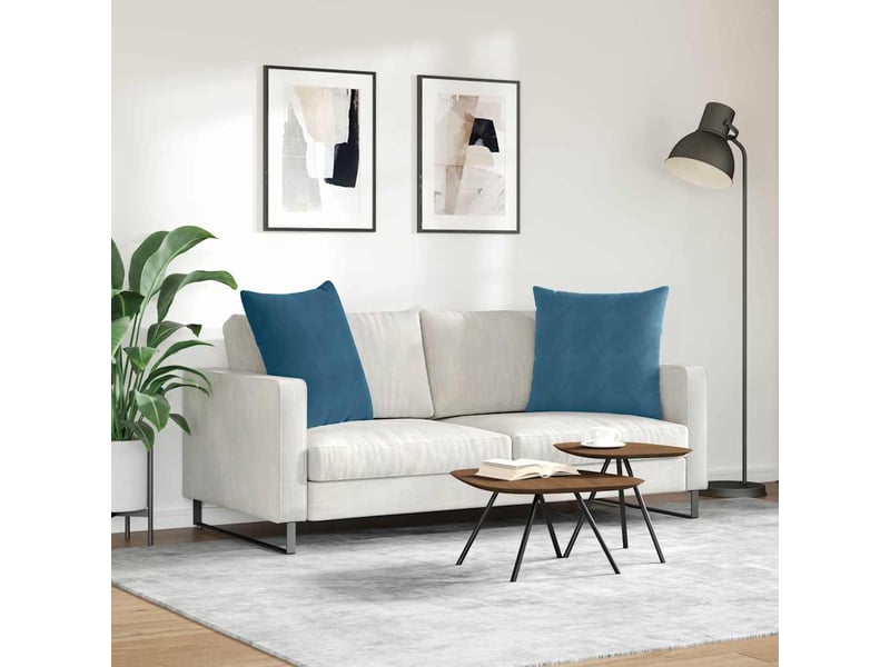 Lot de 2 coussins de canapé, coussins décoratifs bleu 60 x 60 cm cf59007 - Conforama D