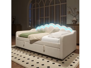 Lit coffre 90x200 cm OKWISH coloris beige