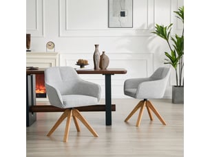 Lot de 2 chaises de salle à manger pivotantes,58x46x82 cm,tissu et bois,gris