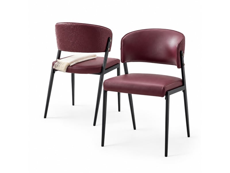  Chaise de salle à manger rembourrée à dossier ergonomique en pu rouge  - Conforama A