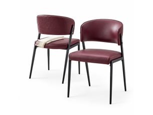 Chaise de salle à manger rembourrée à dossier ergonomique en pu rouge