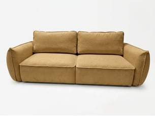 Canapé droit convertible <strong>BOBOCHIC</strong> <strong>ESMEE</strong> 3 places Tissu jaune avec coffre de rangement