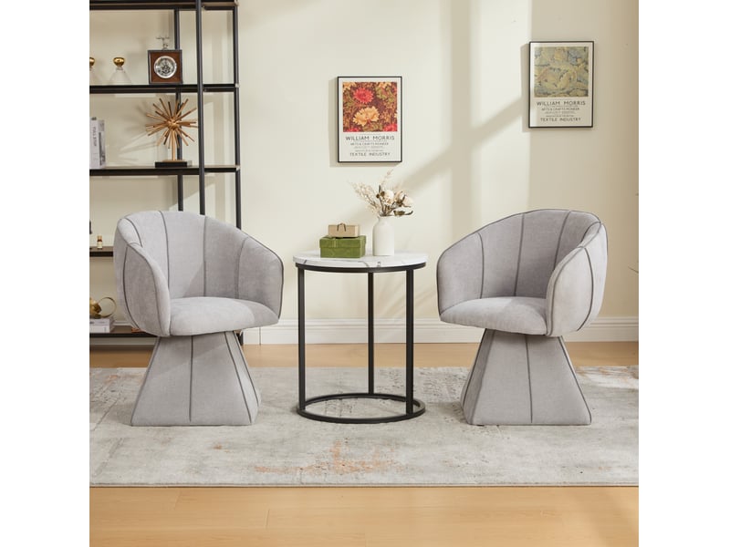 Fauteuil pivotant ergonomique avec dossier haut et accoudoirs larges en chenille grise, 56 × 54 × 74,5 cm - Conforama C