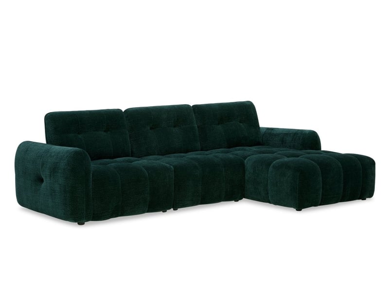 Canapé d'angle en velours tissé vert sapin avec dossier réglable adonis - angle droit KF8618-2M-VERSAP - Conforama A