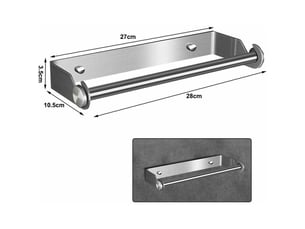 Dérouleur essuie-tout mural argent, pour sopalin, aluminium et film. Support pratique pour rouleaux de cuisine. Solide et facile à installer.