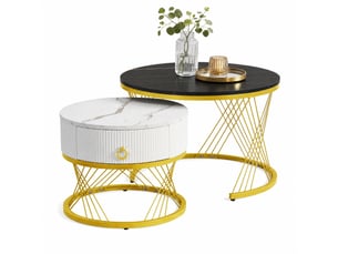 Table basse rond(e) coloris noir HAVRYA  - 70 cmx50 cm